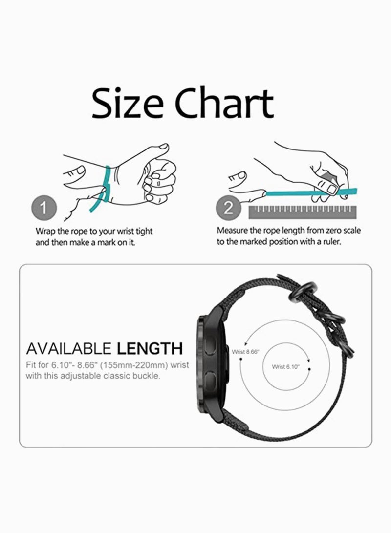 حزام متوافق مع Garmin Fenix 7/Fenix 5/Fenix 6، حزام رياضي ناعم من النايلون المنسوج مقاس 22 مم - Image 5